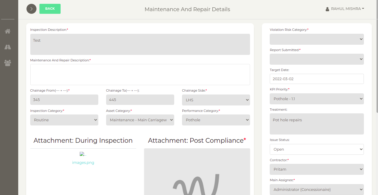 Contractor’s performance evaluation process and scorecard mechanism