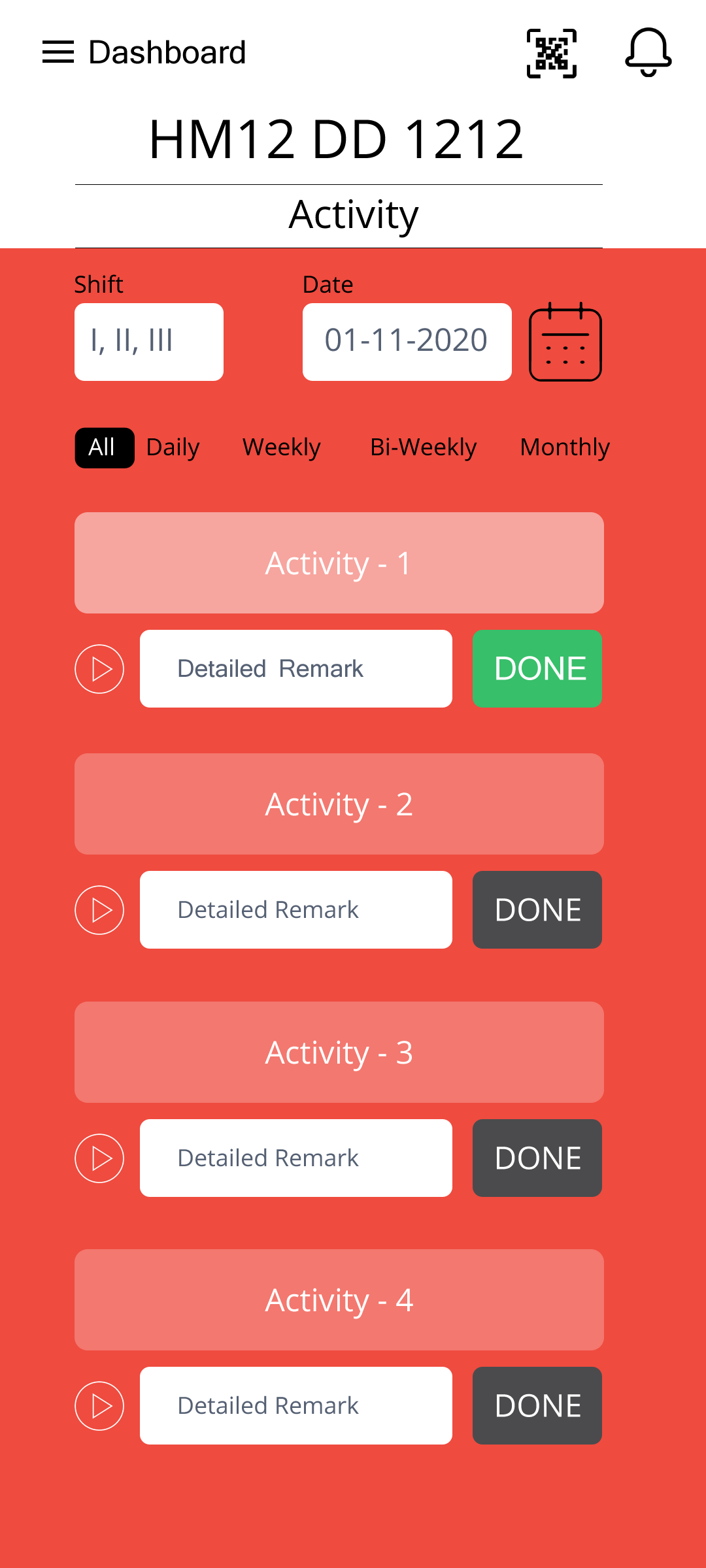 Activity transaction management system.