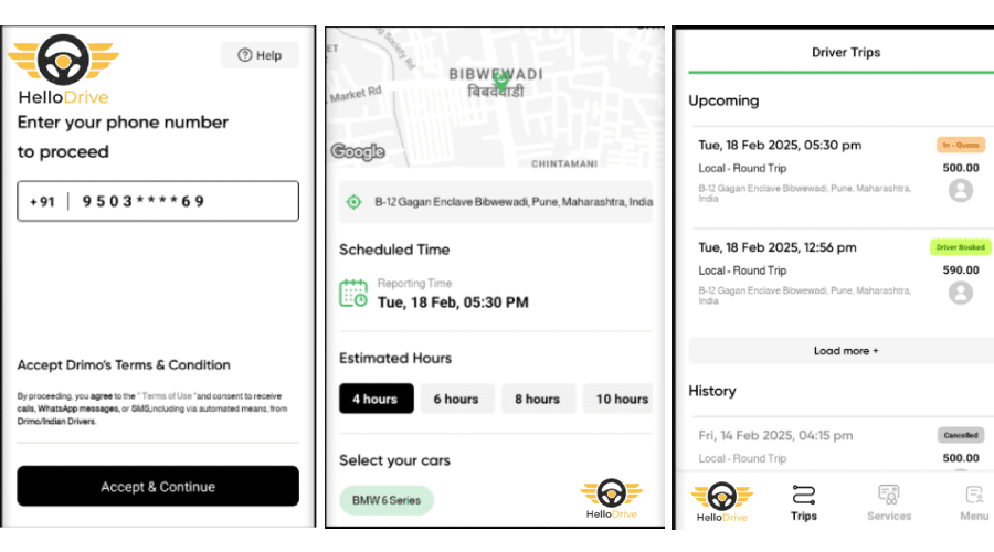 Indian Drivers Service App Development in Pune.